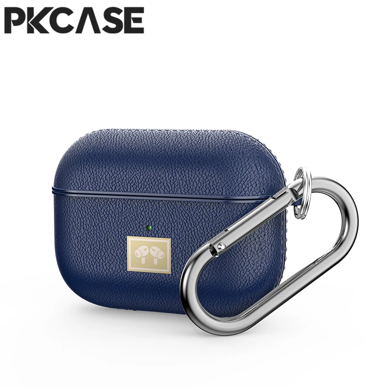 

PKCASE Lychee Leather Shockproof Earphone Case For Airpods 1 2 3 Keychain Bluetooth Wireless Headphone Cover For Airpods Pro 2