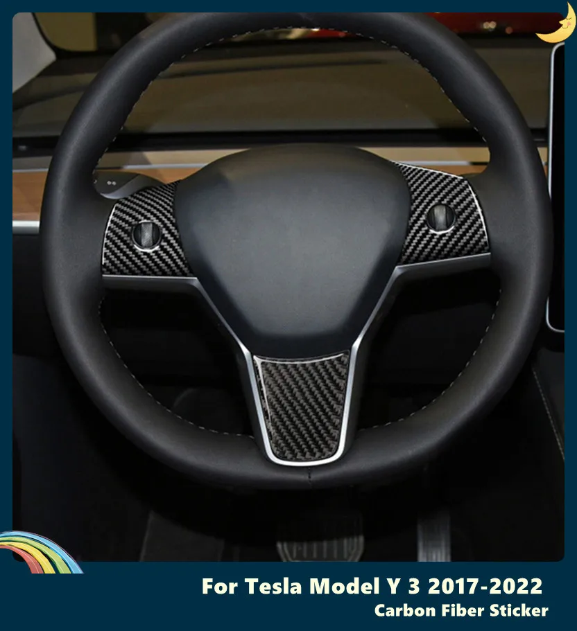 

Car Center Control Panel Frame Decoration Carbon Fiber Sticker For Tesla Model Y 3 2017-2022 Car Styling Accessories