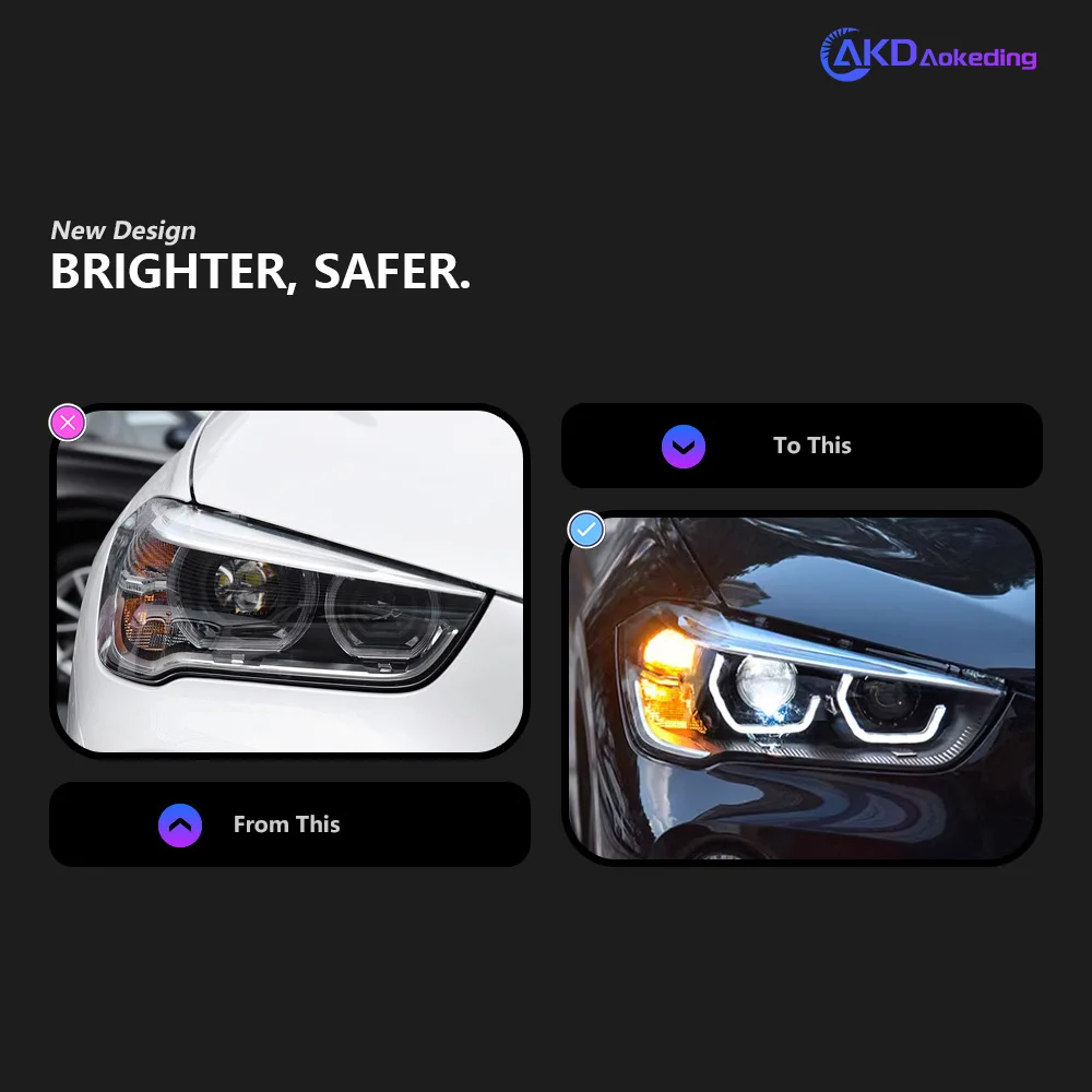 AKD Car Styling Head Lamp for BMW X1 Headlights 2016-2019 F48 LED Headlight Porjector Lens DRL Angel Eye Automotive Accessories