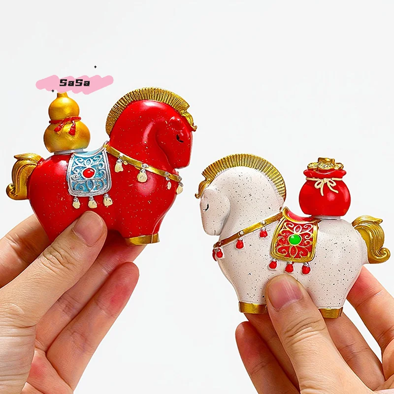 S-1 Pc Creative Transfer Zodiac Horse Back Lucky Bag Ingot Can Be Rotated Home Decoration Office Desktop Decoration
