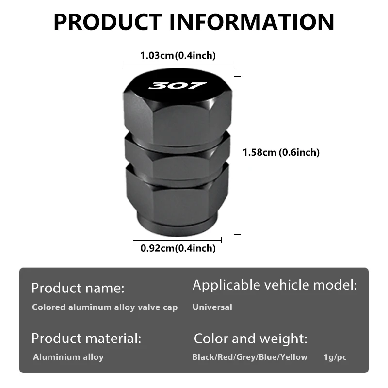 سبائك الألومنيوم سيارة عجلة الاطارات صمام قبعات الغبار الإطارات صمام قبعات اكسسوارات لبيجو 307 106 206 308 208 407 508 406 207