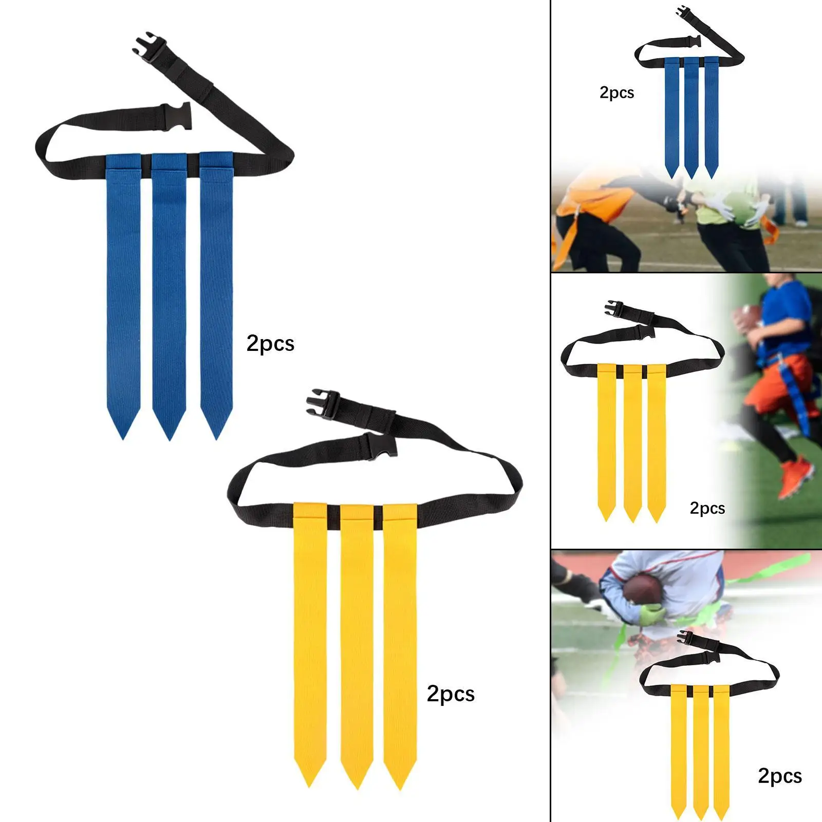 

2x Flag Football Belts Multipurpose Rugby Flag Belt for Match Rugby Teens