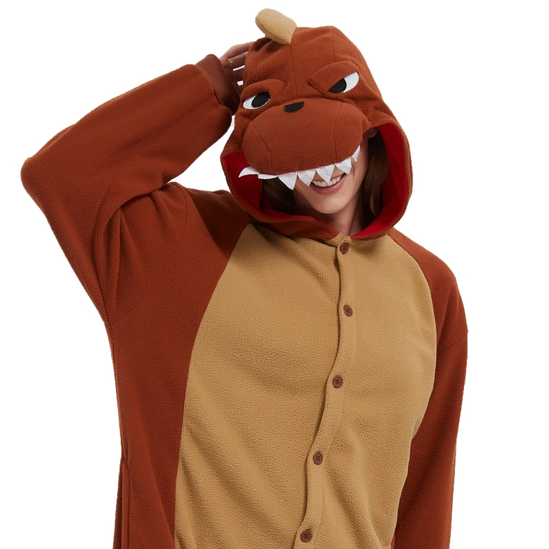 Dinosaur adult animal zipper one-piece kigurumi pajamas autumn and winter cartoon hooded home clothes unisex Dinosaur costume