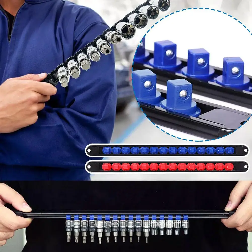 ABS Socket Organizer Drive Socket Rail Holders Wall Mount Magnetic Socket Holder Organizer Set for Automotive Mechanic Garage