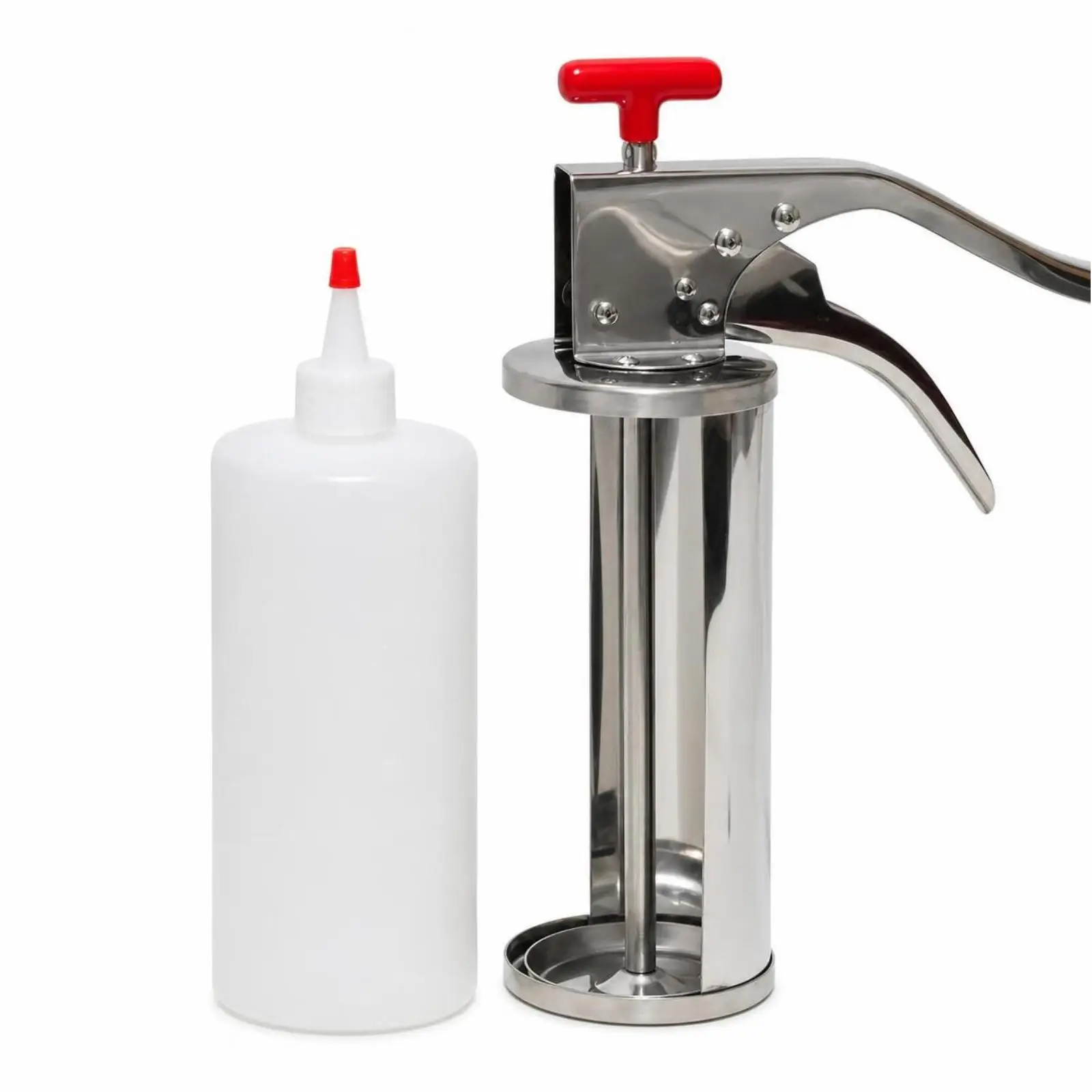 Ergonomic Sauce with Curved Lever for Salad Dressing Syrup Control in Busy Prep Kitchen Stainless Steel