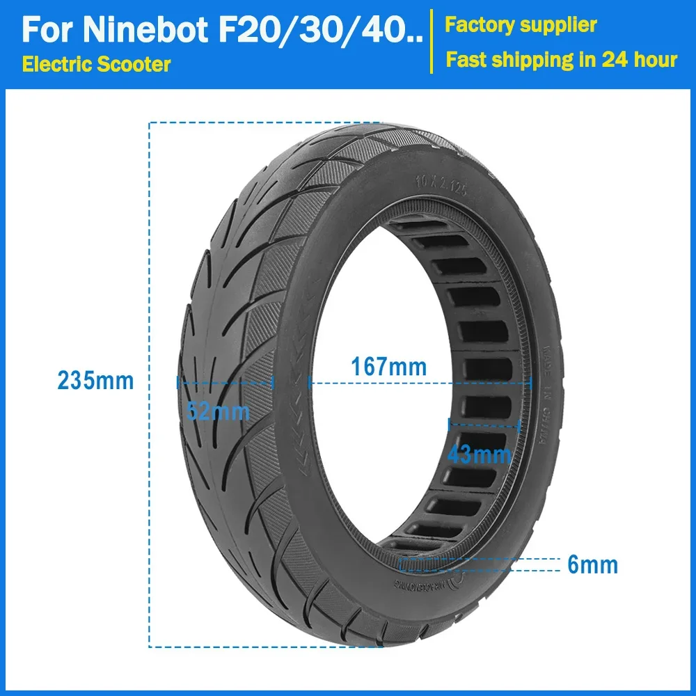 10x2.125 Solid Tire for Ninebot F20 F25 F30 F40 Electric Scooter Tyre 10Inch Front Rubber Rear Wheel Explosion-proof Tires Parts