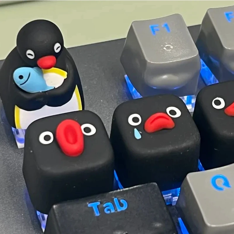 Pinguim dos desenhos animados personalizado keycap único bonito resina criativo mecânico keycap personalizado substituição anime periférico presentes