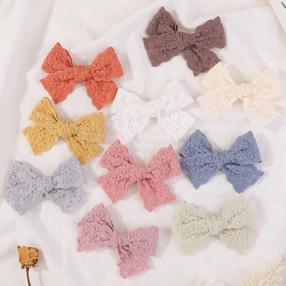 

1pcs Sweet Embroidery Bowknot Safe Hair Clips for Baby Girls Boutique Bows Hairpins Barrettes Headwear Kids Hair Accessories