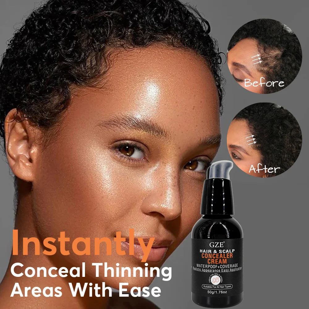 

GZE Водостойкий крем-консилер для волос, кожи головы, бороды и бровей — покрывает лысые пятна, истончение волос и заплатками бровей