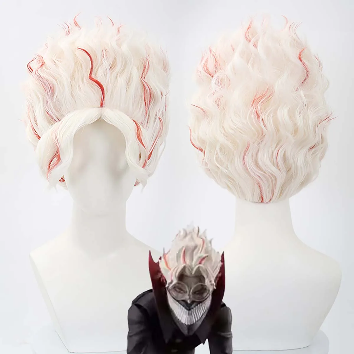 

Halloween Christmas Party Okarun Cosplay White Red Short Wig