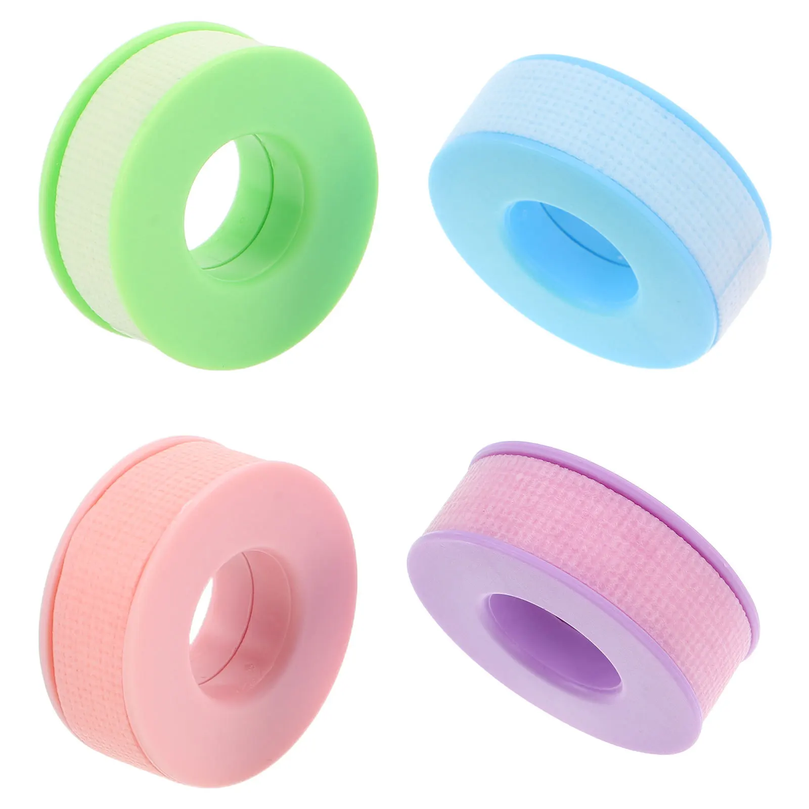 

4 Rolls 1.25Cm Silicone Gel Lash Extension Tape Breathable Hole Sensitive Skin Pink Blue Purple Green Multicolor Adhesive Roll
