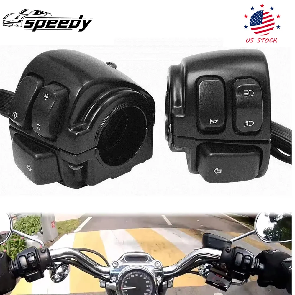 

Для Harley Black 1-дюймовые переключатели управления рулем мотоцикла с комплектом жгутов проводов