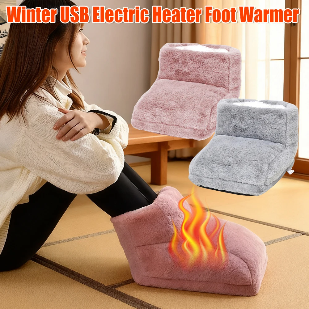 

USB Electric Heater Foot Warmer Detachable Feet Warmer Shoe Winter USB Charging Foot Heating Pad Detachable Thermal Feet Slipper