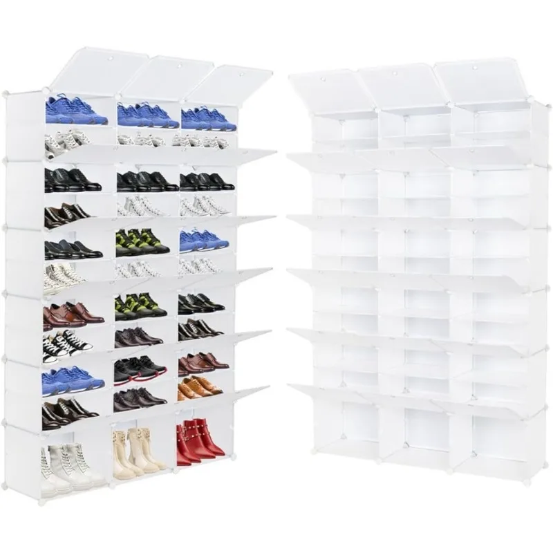 

12 Tier Portable Shoe Rack Organizer 72 Pair Covered Shoe Storage Shelves Rack