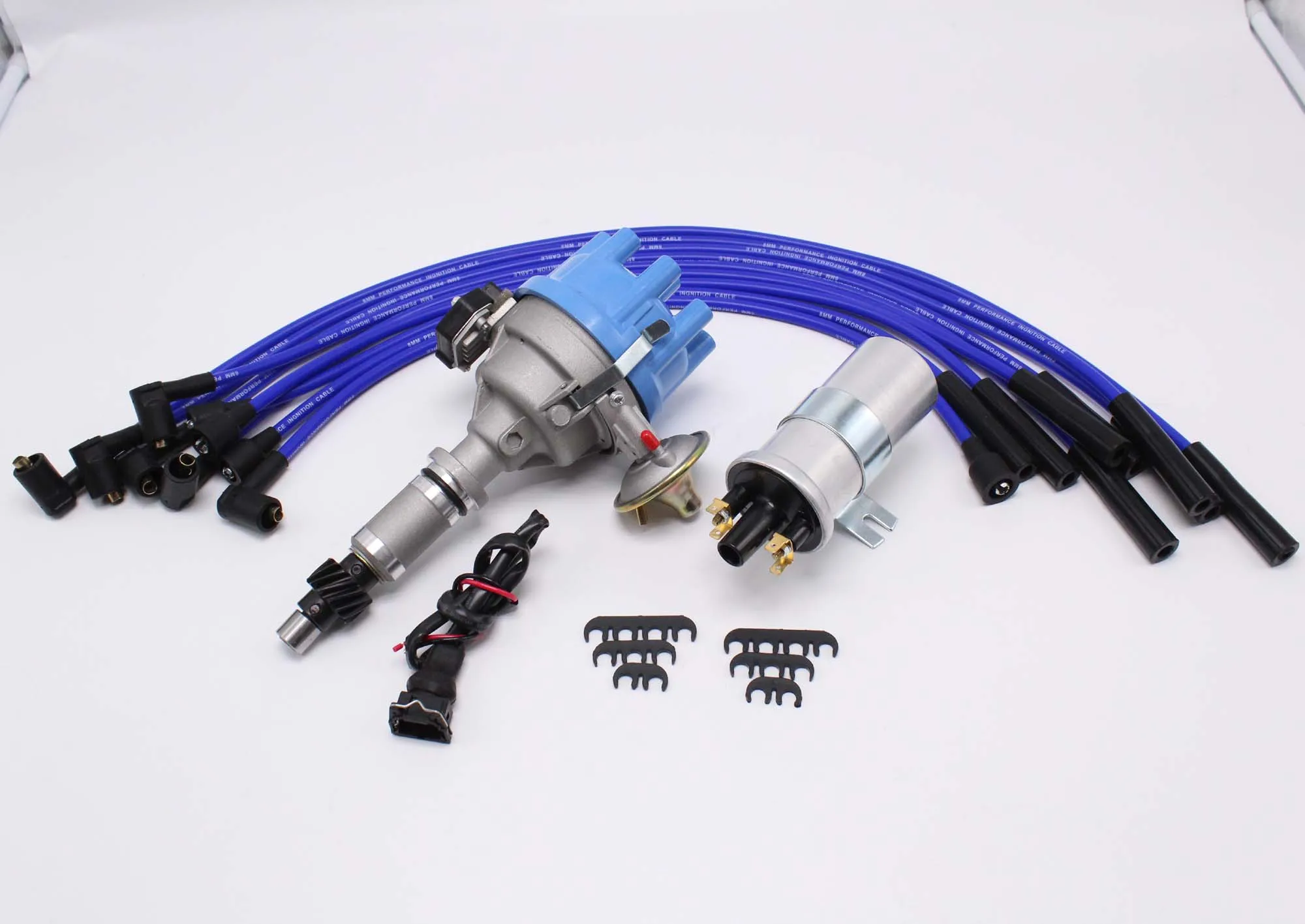 For Rover V8 35D Distributor Viper Ignition Coil and 8mm Blue HT Leads 3.5 3.9 4.2 VA2386