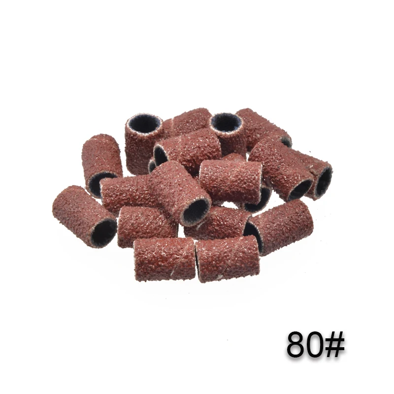 20Pcs/Pack 80# 120#  180#  Sanding Bands Manicure Pedicure Nail Electric Drill Machine Grinding Sand Ring Bit