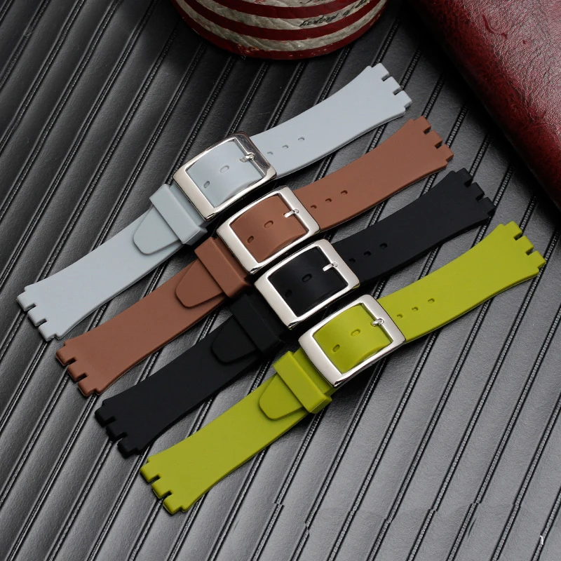 17mm 19mm Silicone Replacement Watchband for Swatch Sport Rubber Women Colorful Watch Strap Bracelet Accessories