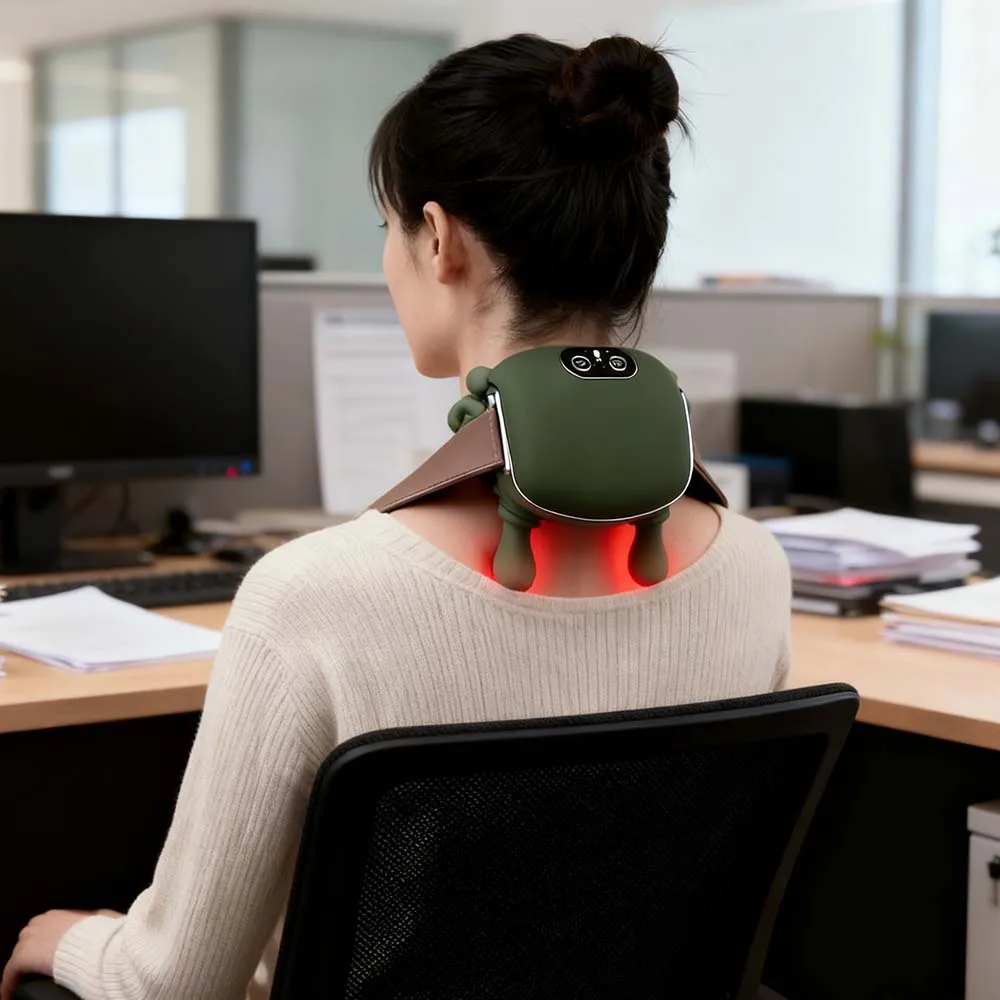 

Bionic Neck Massager Heated Shoulder Back Massagers Electric Kneading Muscles Massage Pillow Neck Waist Leg Body 3-Level Modes