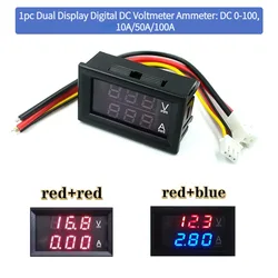 DC0-100V Red Blue DisplAy Red Red DisplAy 10A/100A LED DC DuAl DisplAy DigitAl Current Voltmeter