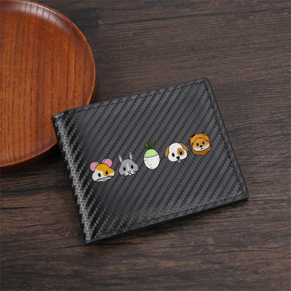 Animal faces cute lovely dog bunny radish Men's Wallets Simple Business Modern Stylish Printing Design Gifts For Father Boyfrien
