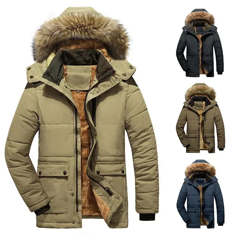 

2023 Men's Cotton Jacket Men's Plush and Thick Coat Winter Cotton Jacket, Oversized Cotton Jacket