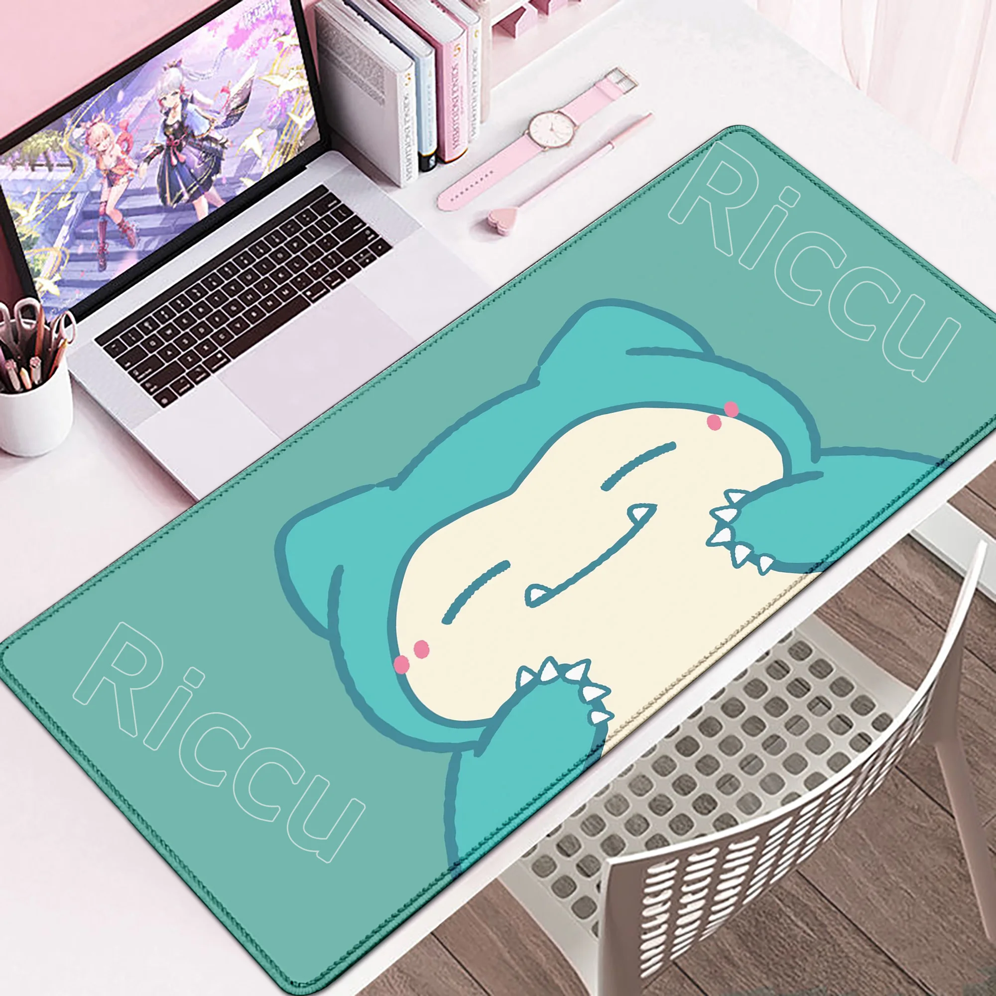 

Игровой коврик Kawaii Pokemon для стола, милый мультяшный коврик для игровой мыши с HD-принтом, компьютерный замок, край, натуральный каучук, большой коврик для киберспорта