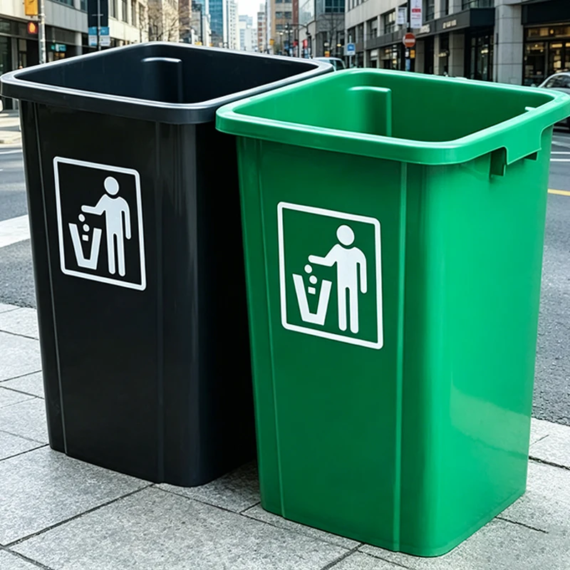 Large Capacity Kitchen Restaurant Commercial Use Trash Can No Lid Outdoor Office School Corridor Durable Plastic Square Bin