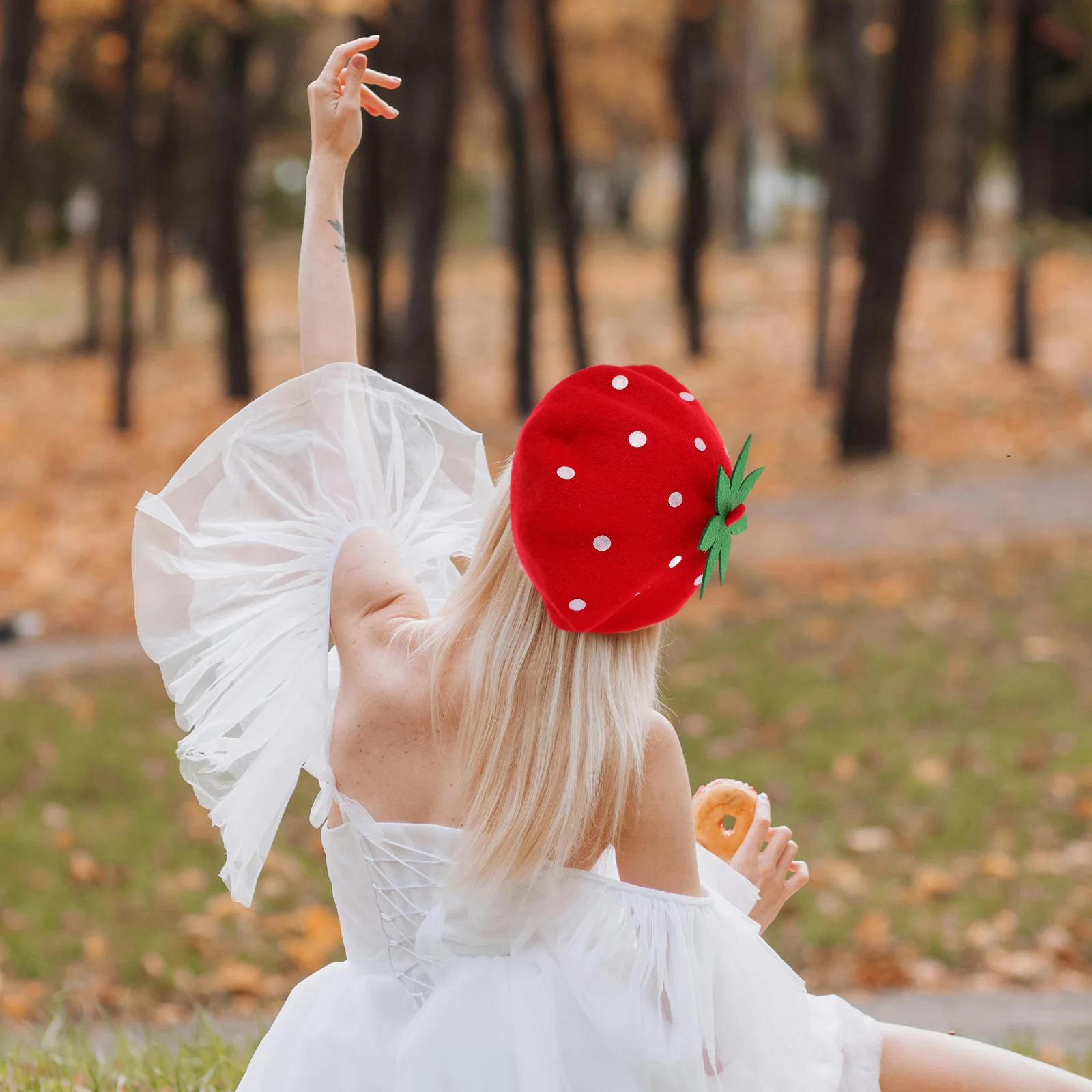 Berets Strawberries Strawberry Shape Headwear Cosplay Hat Fruit Wool Plush Lolita for Kids Blend Toddler Decorative Funny Cap