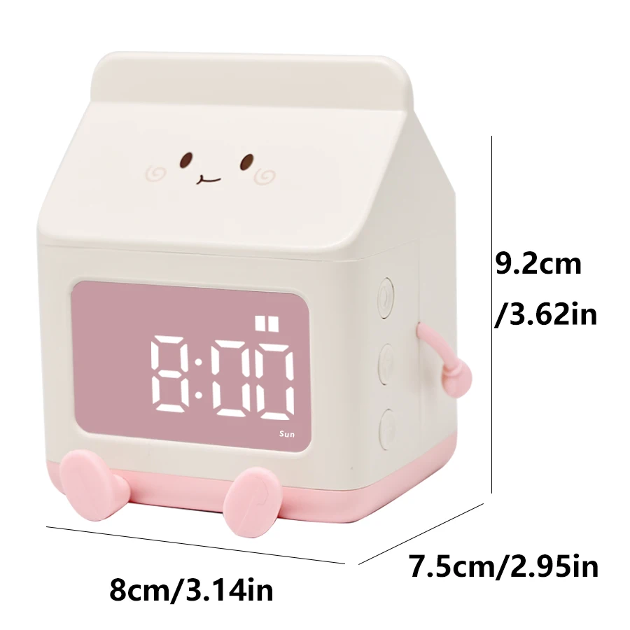 1pc new multi-functional LED milk carton alarm clock, can display the time/date, with voice control mode