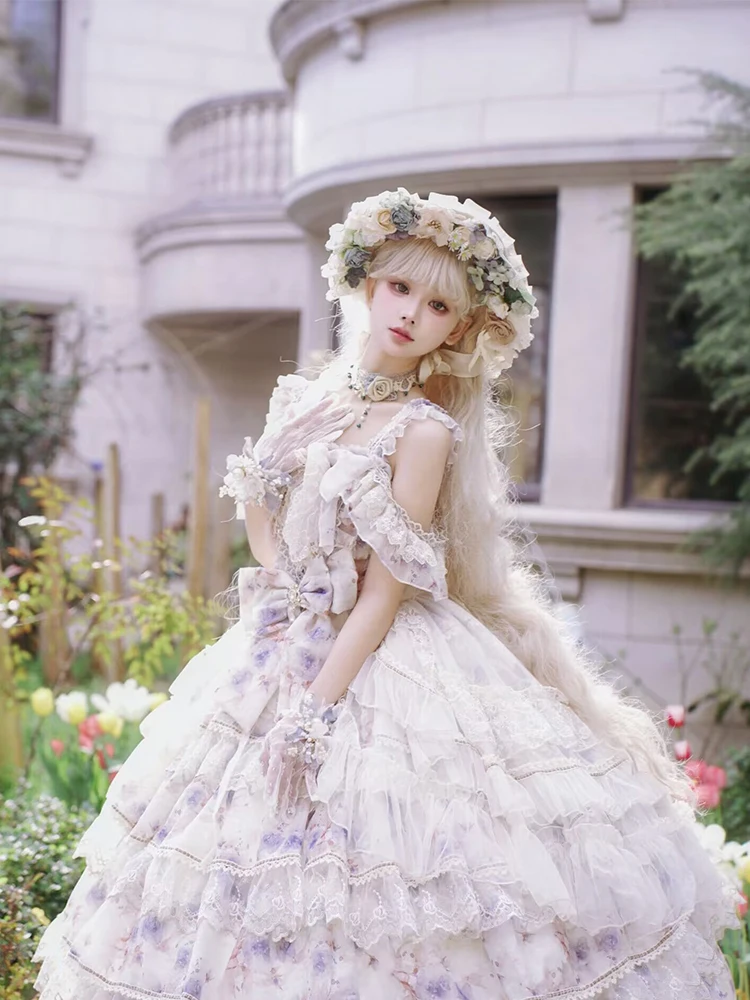 Ragazze giapponesi tea party Lolita vestito Harajuku Palace pittura a olio retrò Lolita splendido abito da principessa ragazza papillon vestito