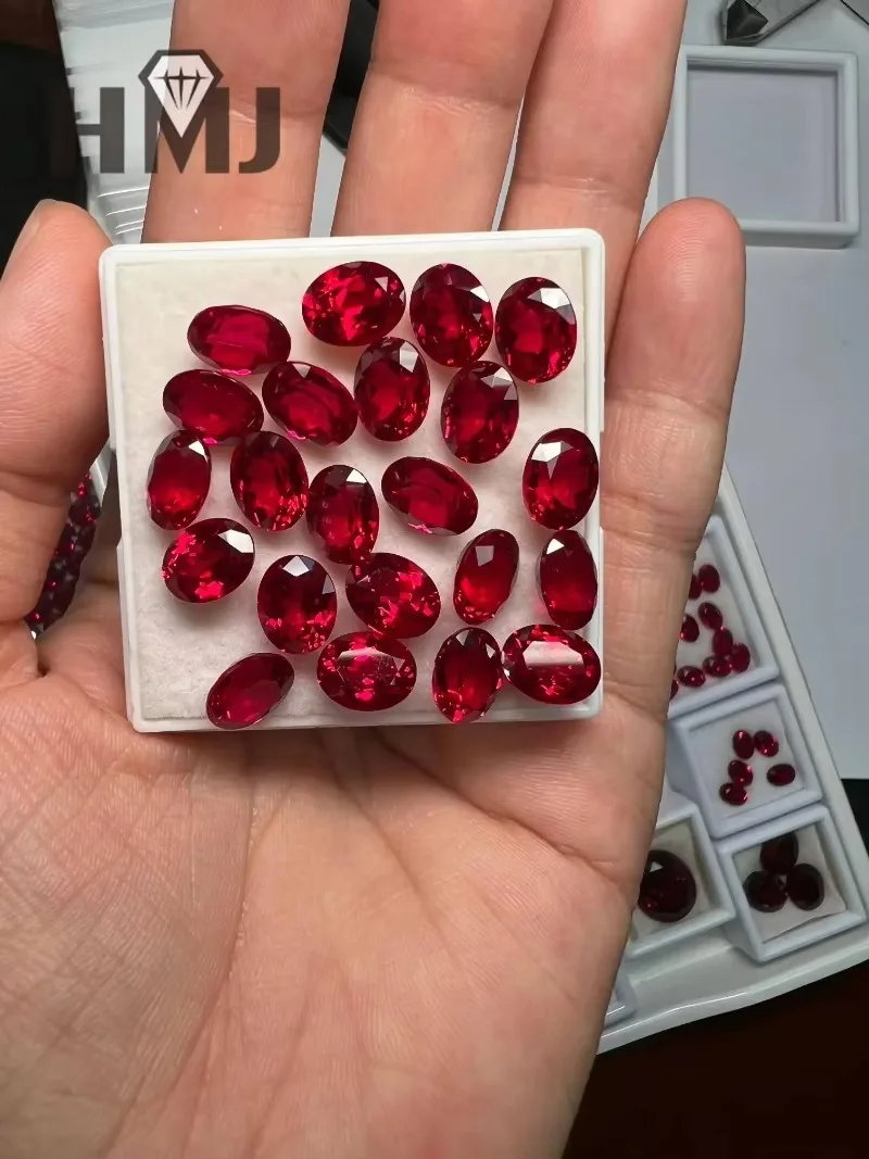 

Lab Grown Ruby Oval Shape Pigeon Blood Red Charm Stones for DIY Jewelry Pendant Bracelet Materials Selectable AGL Certificate