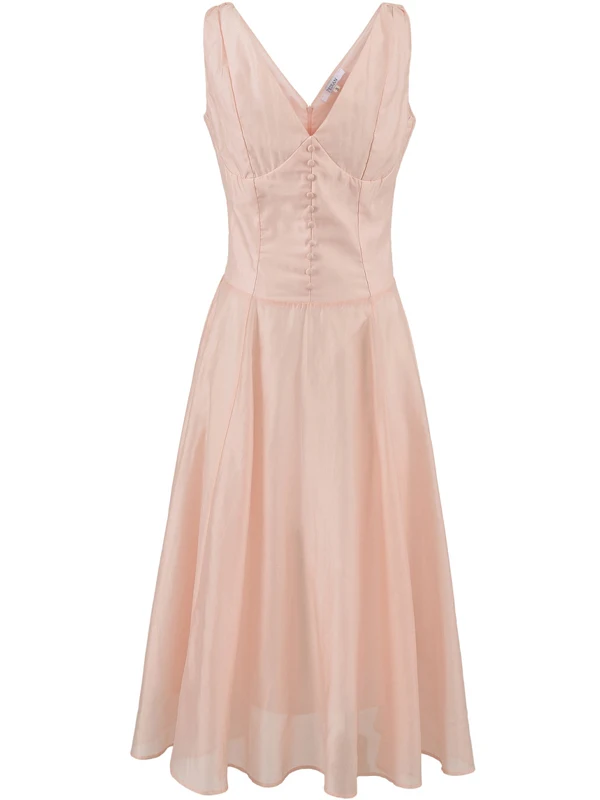 Retro Slim Fit Svel Vest Dr Women Ele Button Detail Mid-Length Strap Dr French Sle High Waist A-Line Skirt