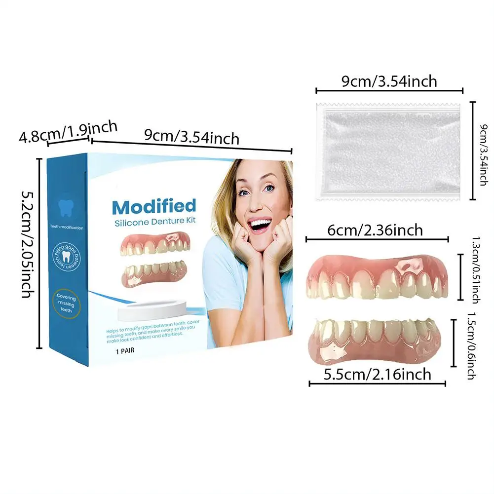 Dentures Full Set Natural Perfect Fit Teeth Whitening Snap On Silicone Denture Veneers Teeth Dentadura Beauty Tool