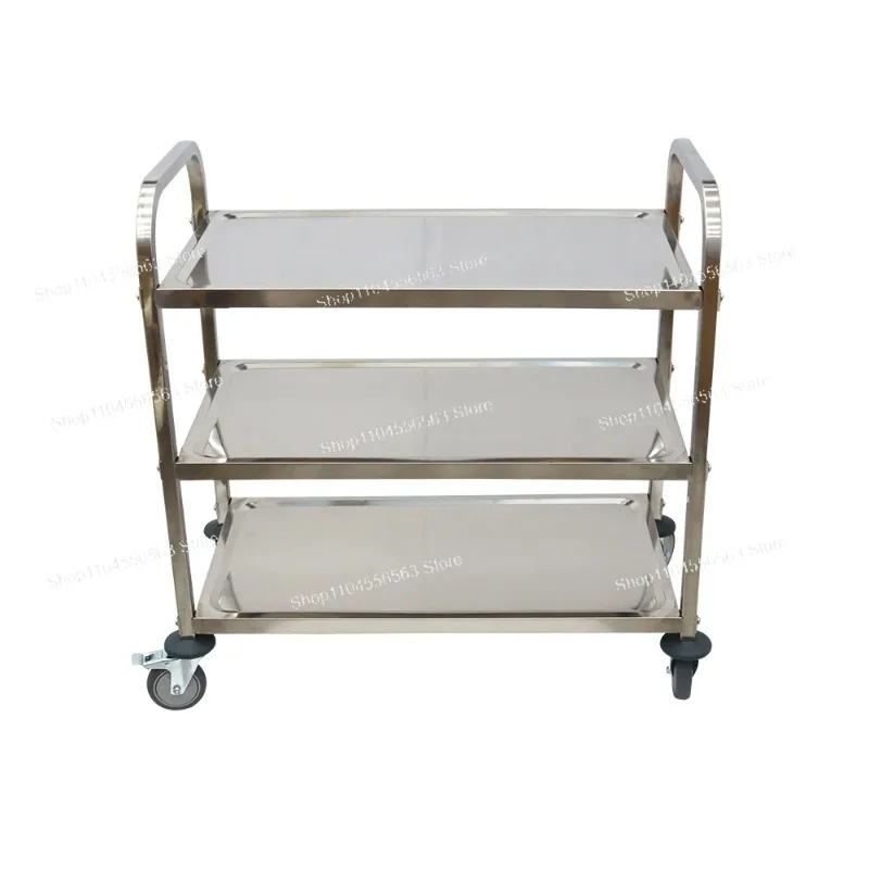 

3-Layer Stainless Steel Utility Cart with Lockable Universal Wheels - For Lab/Clinic/Kitchen/Salon