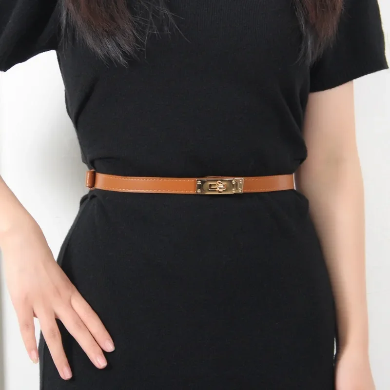 2025 Women's Adjustable Thin Belt - Korean Style Slim Waist Strap for Dresses Coats Fashion Buckle Lock Delicate Belt image 3