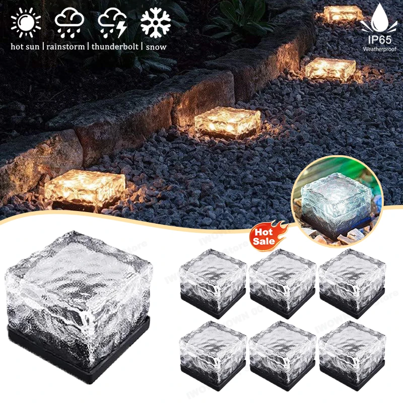 

Solar Powered Ice Cube Lamp Glass Brick Lamp Landscape Square Glass Lamp Outdoor Road Lamp Courtyard Lamp garden decoration
