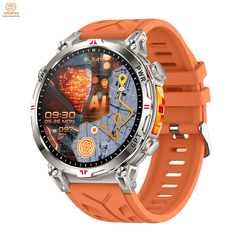 10 PCs Kc93 Outdoor Sports Smart Watch Gps Positioning Compass Bluetooth Call Heart Rate Blood Oxygen Monitoring Gpt
