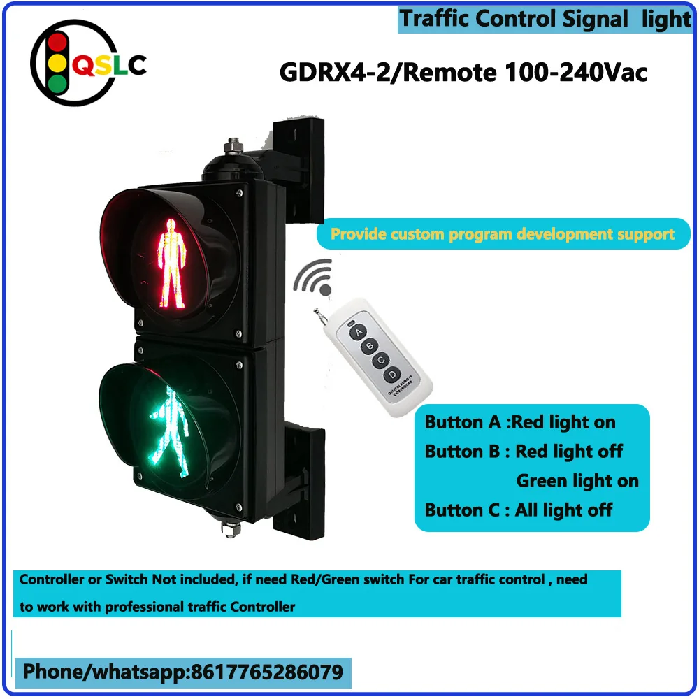 Pedestrian Traffic Signal Light 4 Inch Red  Green Walk Man Traffic Warning Light Remote Control Signal Light School Teach Light