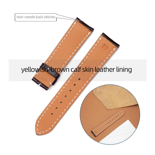 Imagen 2 del producto PESNO adecuado para Longines Master Collection hombres capa superior genuina piel de becerro correas de reloj correa negro marrón oscuro cinturón