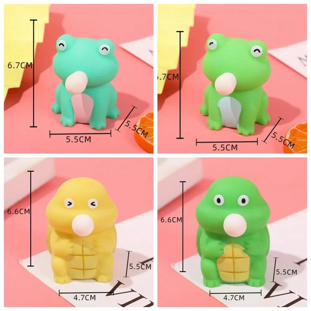 Fun Frog Squeeze Bubble Spitting Toys Blow Bubble Pinching Music Pinch Fidget Toy Tortoise Cartoon Soft Pinch Toys Girls