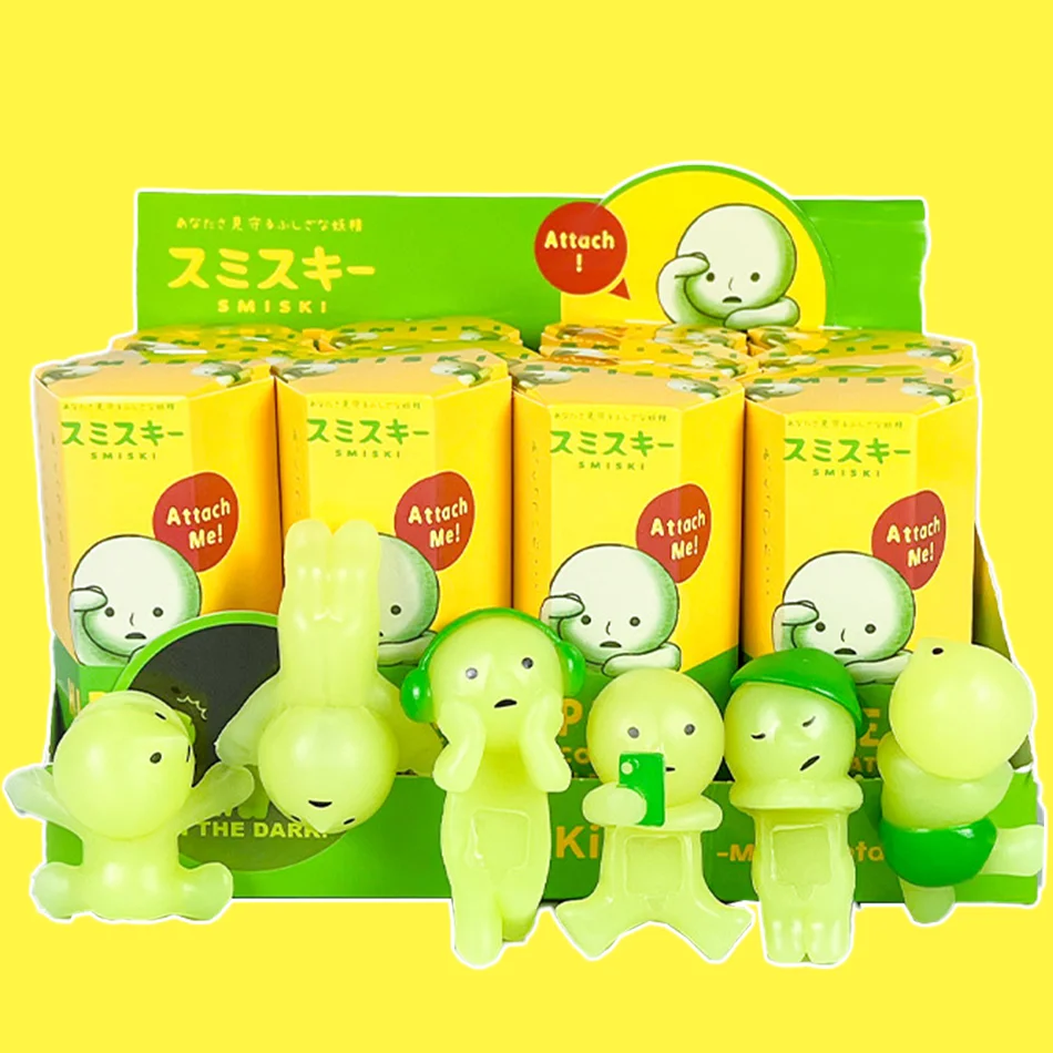 Sonny Angel Smiski Work Serie Mystery Cute Noctilucent Green Doll Action Figures Cartoon Desktop Model Gift Doll Toys