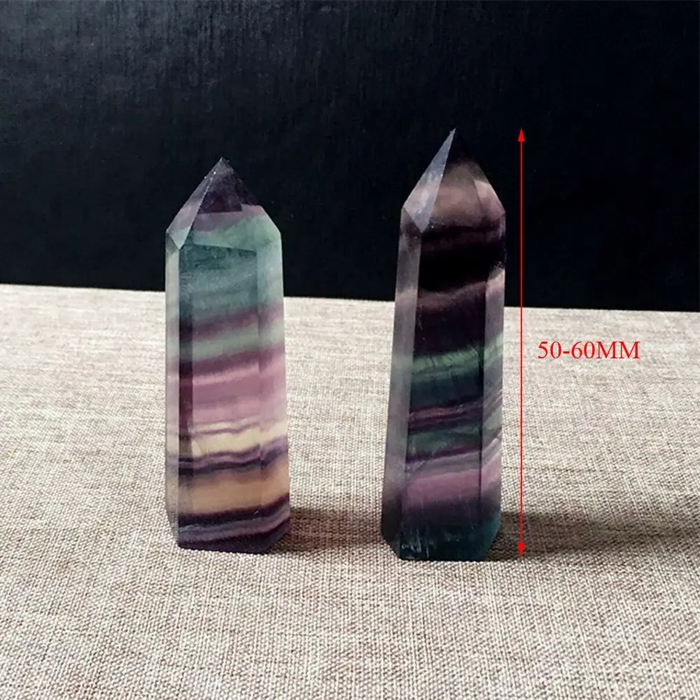 50-60mm Home Quartz Collectables Gemstone Point Healing Natural Fluorite Crystal Wand