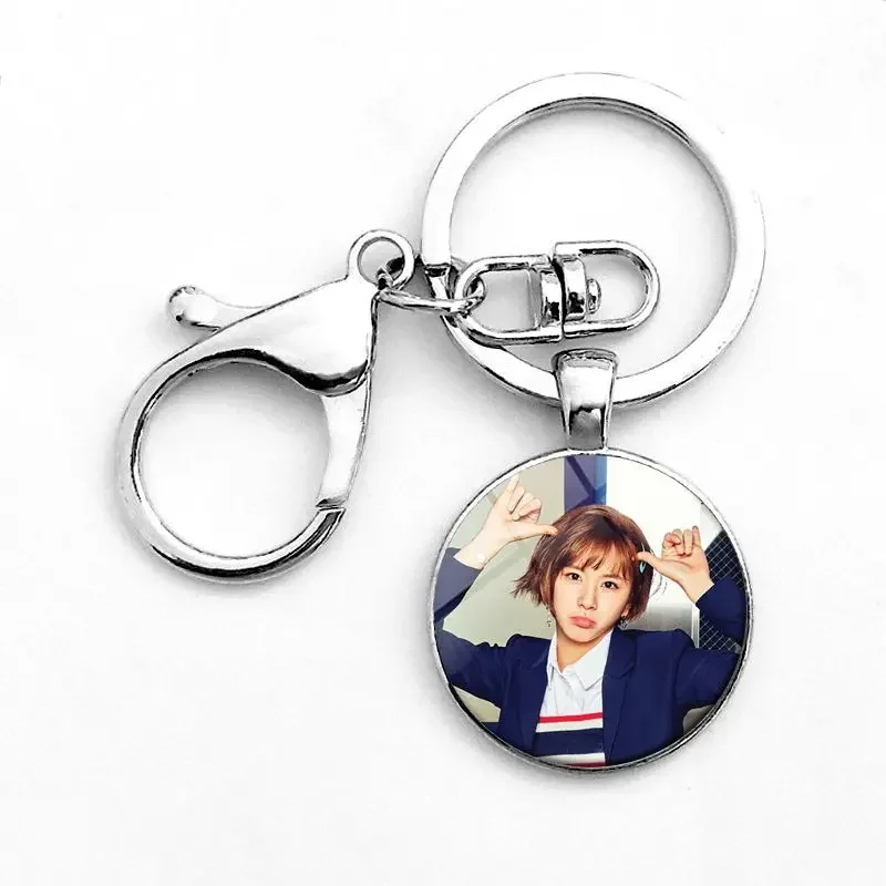 Korean Girl Group IM NAYEON Yoo JeongYeon Momo Sana Member Star Peripheral Keyring Creative Time Gem Keychain Decor Collection