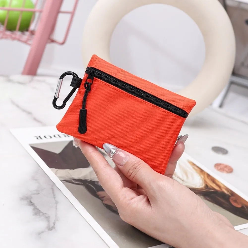 Casual Canvas Coin Purse Solid Color Ultra Light Key Pouch Mini Size Zipper Card Bag Wallet Use