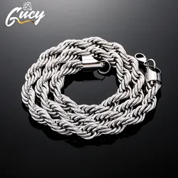 GUCY 10mm Rope Chain Necklace Lowkey fashion Stainless Steel Men Women Jewelry Gifts