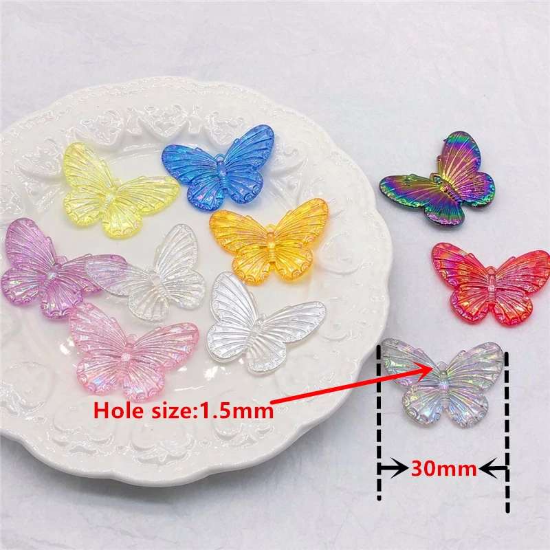 NEW 15pcs 30mm Acrylic Mini Butterfly Charms For Jewelry Making DIY Pendants Cute Earrings Necklaces Creative Jewelry Finding