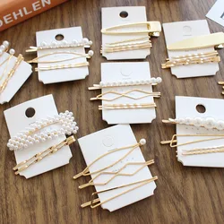 3/5 PCS/Set Fashion pearl Hair Clips for Women Sweet Girl Simple Hairgrip Hairpins Alloy Handmade INS Hair Accessories