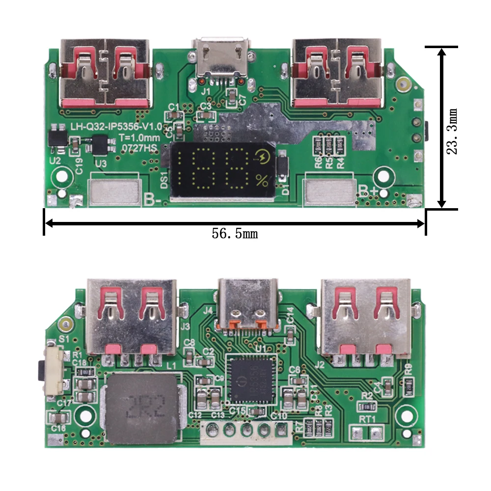 5V 3A Lithium Battery Digital Display Fast Charging Module IP5356 TYPE-C Micro USB QC3.0 2.0 PD3.0 PD2.0/AFC/FCP