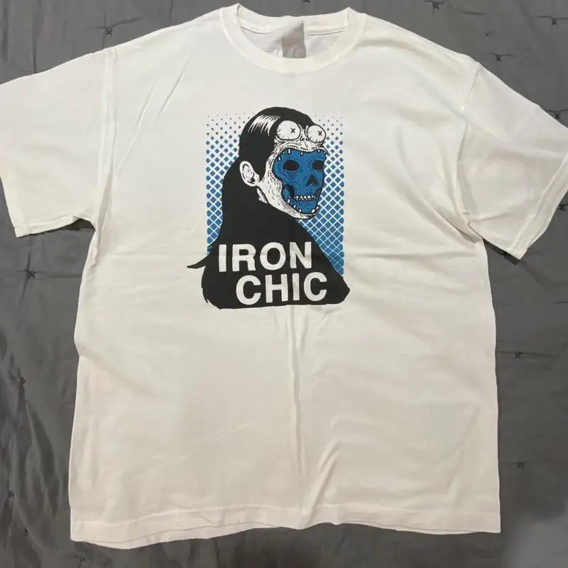 

Vtg Iron Chic Band For Fans Хлопковая белая футболка в полный размер J669