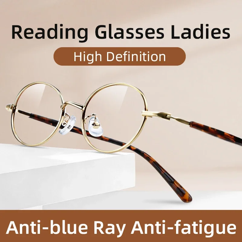 Blue Light Blocking Metal Reading Glasses for Men Women, Anti Computer Glare/Reduce Eyestrain/Dry/Headache, UV Blocking  Ladies